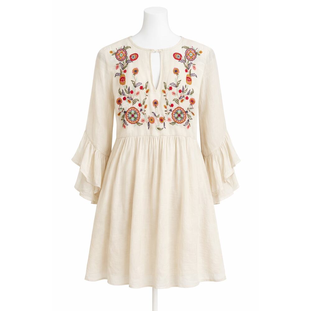 Entro Boho Dress Size S Hippie Peasant Embroidered Floral Cottagecore Granola